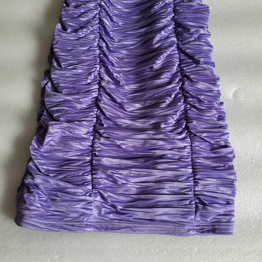 Vintage Y2K Le Chateau Ruched Bodycon Dress McBling Rhinestones Purple Small - Picture 5 of 14